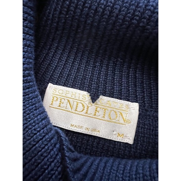 Vtg Pendleton Womens Horse Crest Mock Turtleneck Sweater Blue Red Sz M - Picture 7 of 10